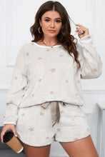 Load image into Gallery viewer, Plus Size Star Dropped Shoulder Top and Shorts Lounge Set
