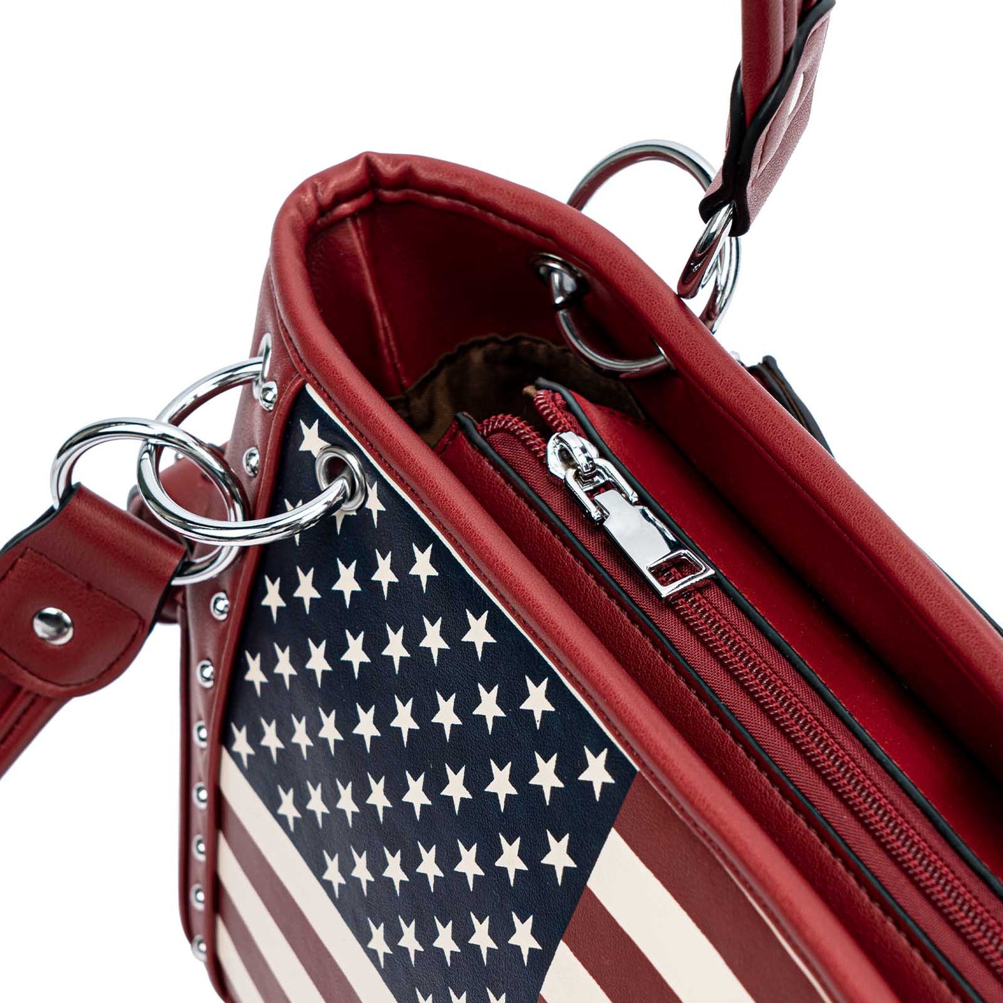 Lavawa All American by Traci K Collection Patriotic Studded Concealed Carry Tote Crossbody Handbag Purse