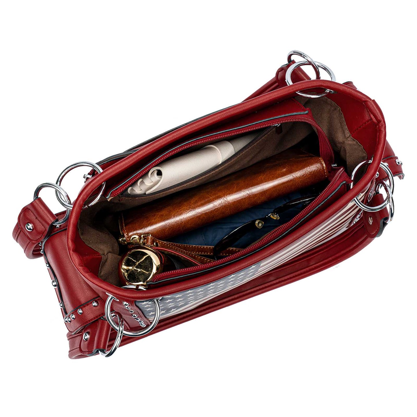 Lavawa All American by Traci K Collection Patriotic Studded Concealed Carry Tote Crossbody Handbag Purse