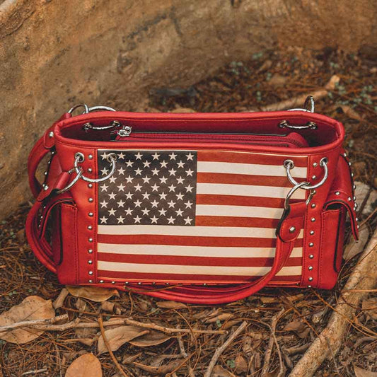 Lavawa All American by Traci K Collection Patriotic Studded Concealed Carry Tote Crossbody Handbag Purse