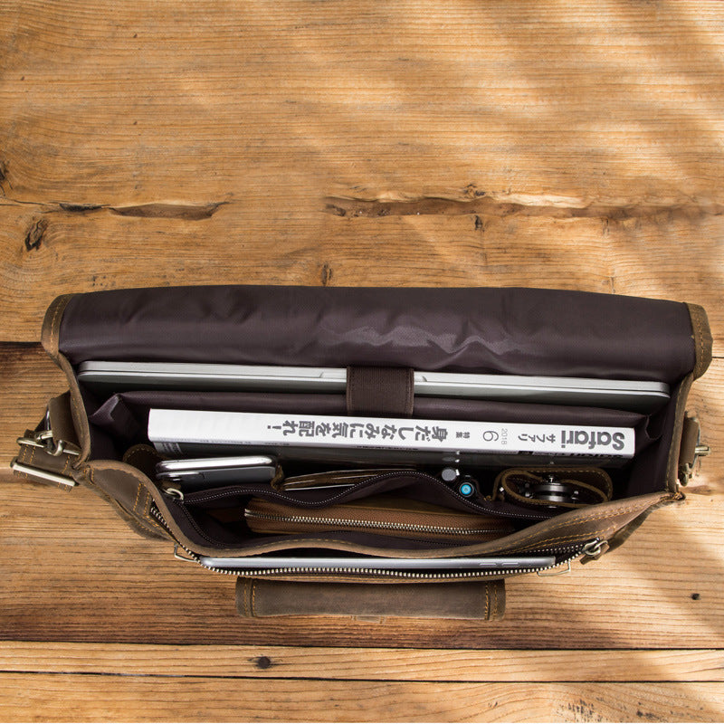 Leather casual men's business briefcase multi-function large-capacity men's bag cross-border generation