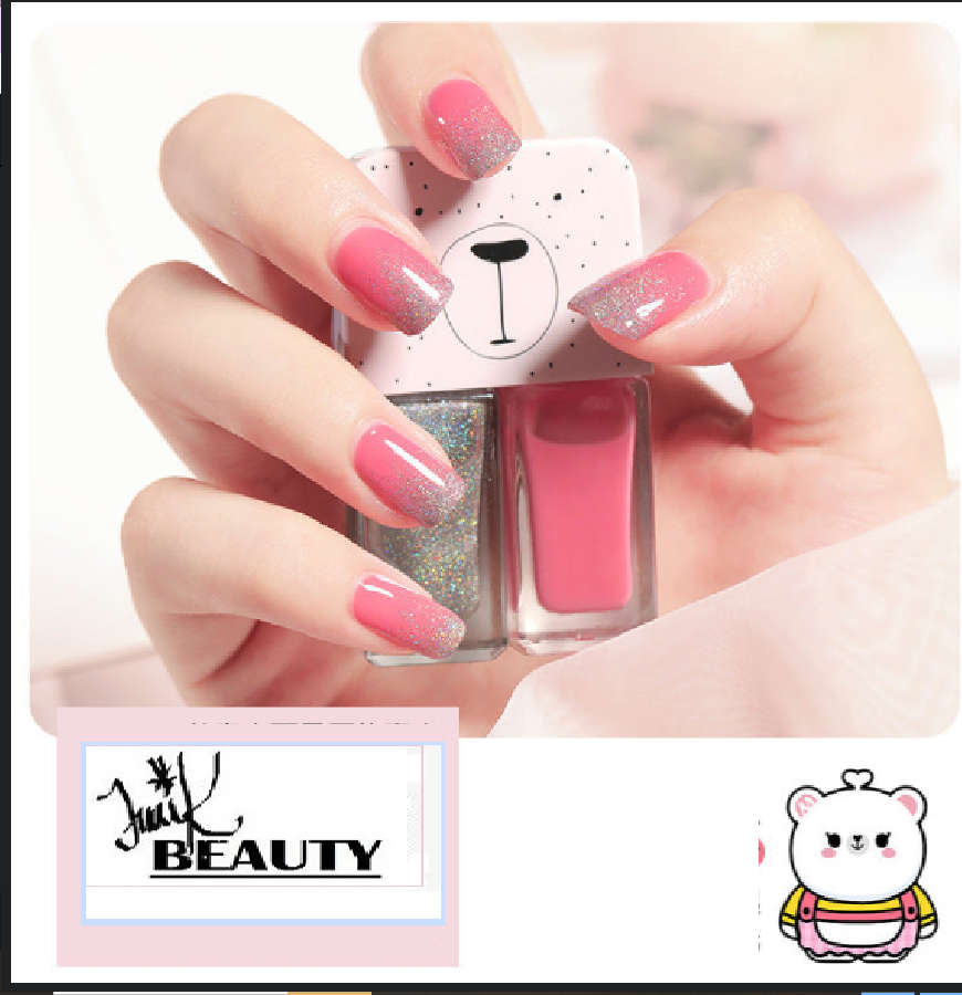 💅Traci K Beauty Nail Polish New fast-drying Long shelf lasting double color sequin armor oil free toaster oil set make-up