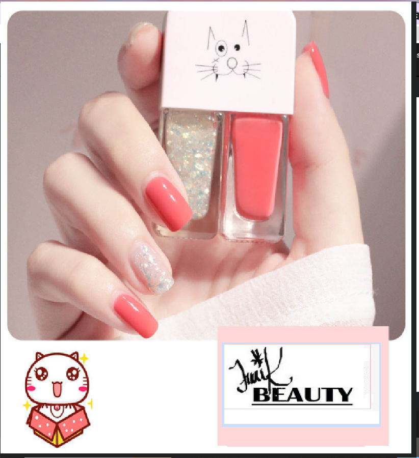 💅Traci K Beauty Nail Polish New fast-drying Long shelf lasting double color sequin armor oil free toaster oil set make-up