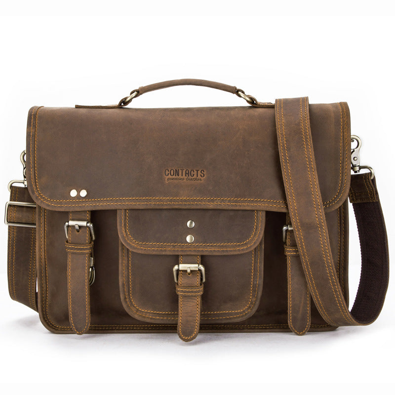 Leather casual men's business briefcase multi-function large-capacity men's bag cross-border generation