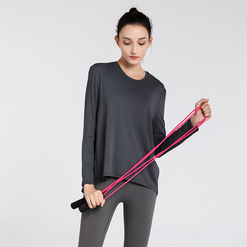 New Graceful and Fashionable Quick-Drying Running Fitness Clothes Beauty Back Long-Sleeved Sports Top Internet Celebrity Yoga Clothes Women