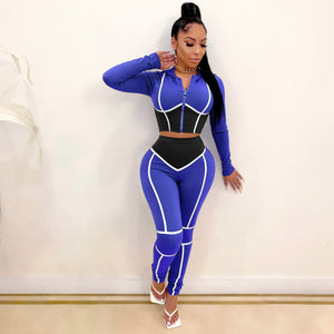 Traci K Collection Fitstyle Clothing Fashion Yoga Clothes Contrast Color Tight Two-Piece Sports Suit Spot