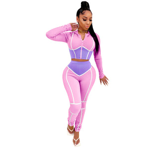 Traci K Collection Fitstyle Clothing Fashion Yoga Clothes Contrast Color Tight Two-Piece Sports Suit Spot