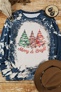 MERRY & BRIGHT Christmas Graphic Long Sleeve Top