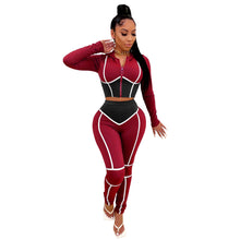 Load image into Gallery viewer, Traci K Collection Fitstyle Clothing Fashion Yoga Clothes Contrast Color Tight Two-Piece Sports Suit Spot
