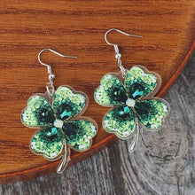 Load image into Gallery viewer, Lucky Clover Acrylic Dangle Earrings
