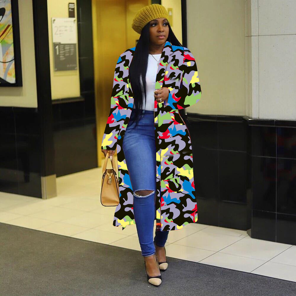 Hot Autumn and Winter Long Fashion Trench Coat Women Plaid Large Size Button Cardigan Coat Women Clothing