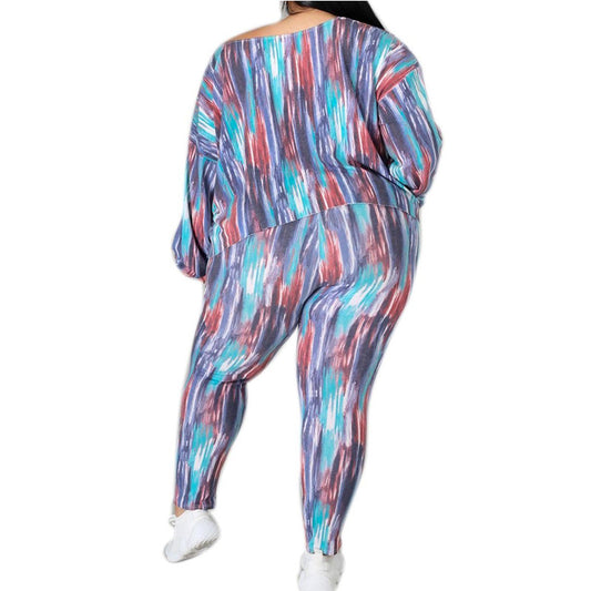 Autumn and Winter New Wome  Wear  Large Size Casual Suit  Hot Fashion Printed Two Piece Suit