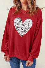 Load image into Gallery viewer, Heart Round Neck Dropped Shoulder Sweatshirt
