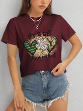 Load image into Gallery viewer, Lucky Clover Round Neck Short Sleeve T-Shirt
