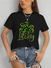 Load image into Gallery viewer, Lucky Clover Round Neck Short Sleeve T-Shirt
