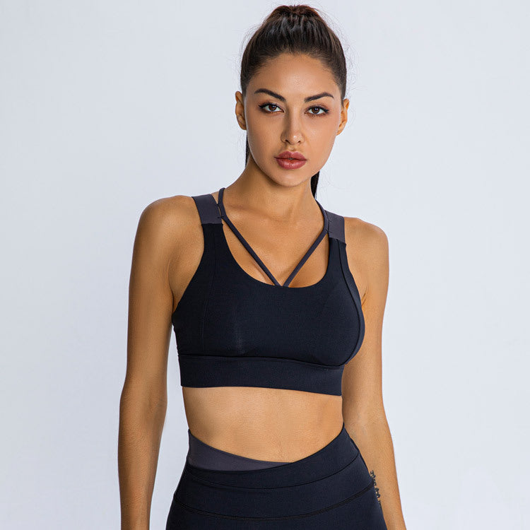 New Contrast Color Sports Bra Women Shockproof Running Yoga Fitness Push-up Beauty Back Buckle Bra