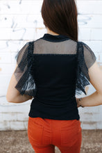 Load image into Gallery viewer, Glitter Spliced Mesh Mock Neck Top
