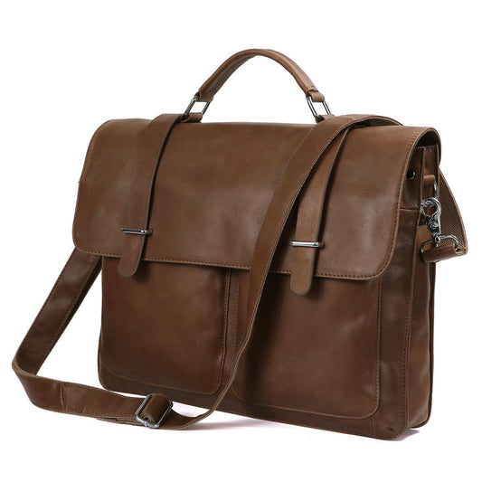 leather men's briefcase handbag shoulder diagonal bag computer bag 7100