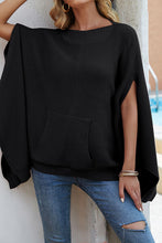 Load image into Gallery viewer, Waffle-Knit Pocketed Cape Sleeve Sweater
