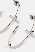 Load image into Gallery viewer, Stainless Steel Cross Hoop Earrings
