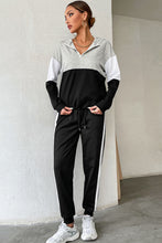 Load image into Gallery viewer, Striped Hoodie and Drawstring Joggers Set
