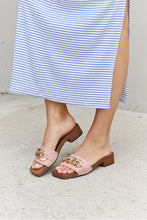 Load image into Gallery viewer, Forever Link Square Toe Chain Detail Clog Sandal in Blush
