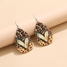 Load image into Gallery viewer, PU Leather Leopard Teardrop Earrings
