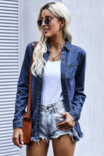 Load image into Gallery viewer, Distressed Snap Down Denim Jacket
