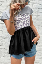 Load image into Gallery viewer, Leopard Color Block Babydoll Tee Shirt
