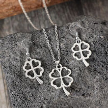 Load image into Gallery viewer, Lucky Clover Alloy Earrings and Necklace Jewelry Set
