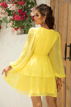 Load image into Gallery viewer, Tie Waist Balloon Sleeve Layered Dress
