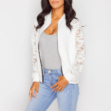 Load image into Gallery viewer, Llong sleeve lace splicing zipper small jacket jacket spot
