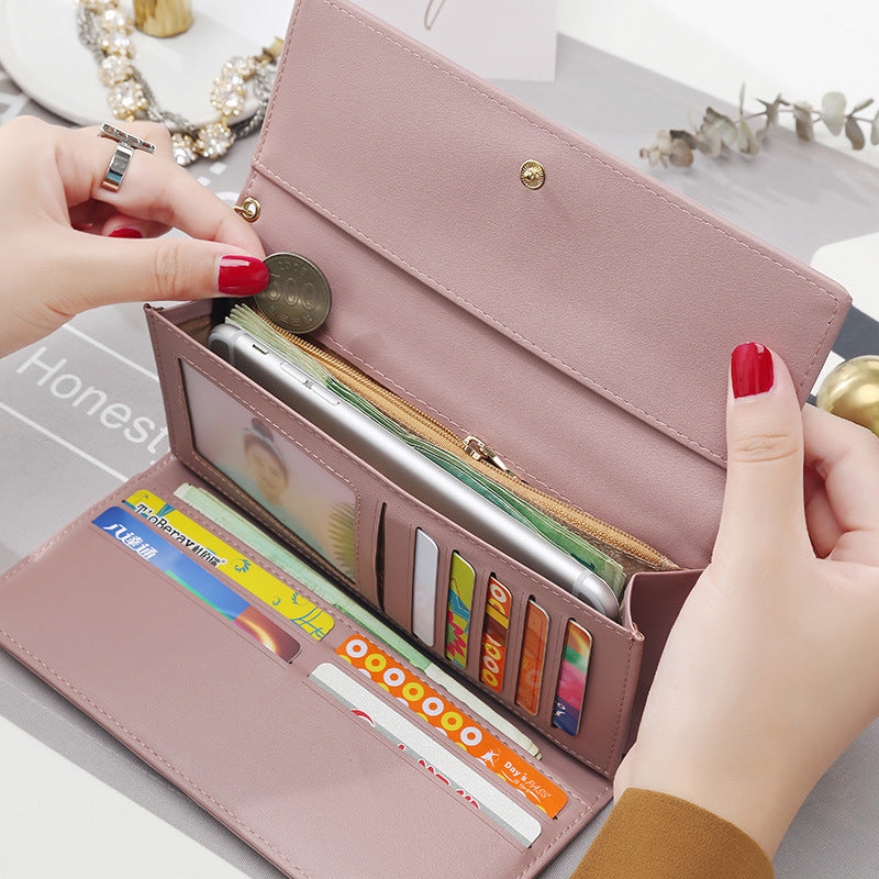 Women's hand holding wallet female long section multi-function wallet