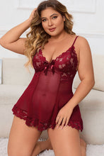 Load image into Gallery viewer, Plus Size Lace Detail Spaghetti Strap Lounge Dress
