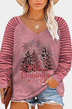 Load image into Gallery viewer, Plus Size MERRY CHRISTMAS Striped Round Neck T-Shirt
