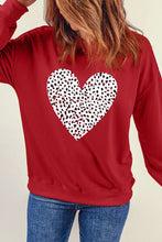 Load image into Gallery viewer, Heart Round Neck Dropped Shoulder Sweatshirt
