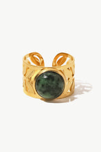 Load image into Gallery viewer, 18k Gold Plated Malachite Leaf Ring
