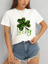 Load image into Gallery viewer, Lucky Clover Round Neck Short Sleeve T-Shirt
