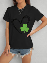 Load image into Gallery viewer, Heart Lucky Clover Short Sleeve T-Shirt
