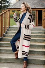 Load image into Gallery viewer, Striped Open Front Long Sleeve Longline Sweater Cardigan
