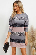 Load image into Gallery viewer, Striped Round Neck Dropped Shoulder Dress
