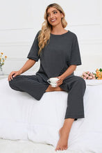 Load image into Gallery viewer, Slit Round Neck Top and Pants Lounge Set
