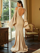 Load image into Gallery viewer, Glitter Cold-Shoulder Open Back Dress
