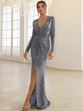 Load image into Gallery viewer, Snakeskin Print Glitter Twist Front Split Dress
