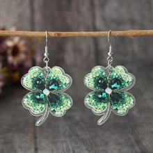 Load image into Gallery viewer, Lucky Clover Acrylic Dangle Earrings
