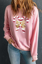 Load image into Gallery viewer, Candy Cane Sequin Dropped Shoulder Sweatshirt
