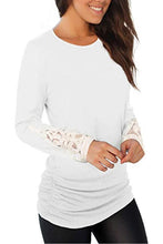 Load image into Gallery viewer, Lace Detail Long Sleeve Round Neck T-Shirt
