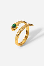 Load image into Gallery viewer, Snake Charmer Malachite Snake-Shaped Bypass Ring
