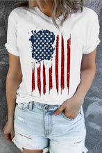 Load image into Gallery viewer, US Flag Graphic Round Neck Short Sleeve Tee
