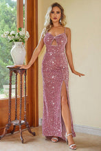 Load image into Gallery viewer, Party Sequin Slit Spaghetti Strap Dress
